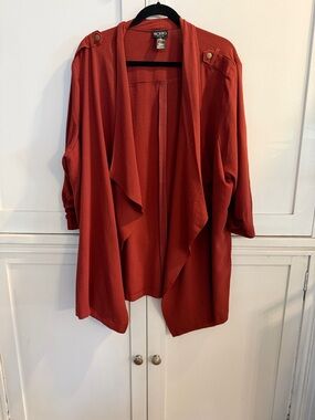 Soho Apparel Rust Red Draped Open-Front Cardigan